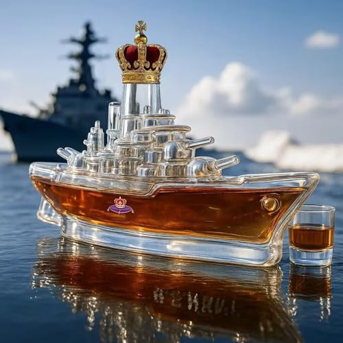 DUOAZJL Bouteille de Whisky en Forme de Bateau 300 ML Carafe en Verre 3D créative sur Le thème de la Voiture, Articles de Bar soufflés à la Main, décoration de Bar, Cadeau(B)