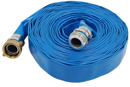 Manguera de desagüe de 1,5 x 50 pies, de PVC, para transferencia de agua, para piscinas, industriales agrícolas, de drenaje de agua, color azul