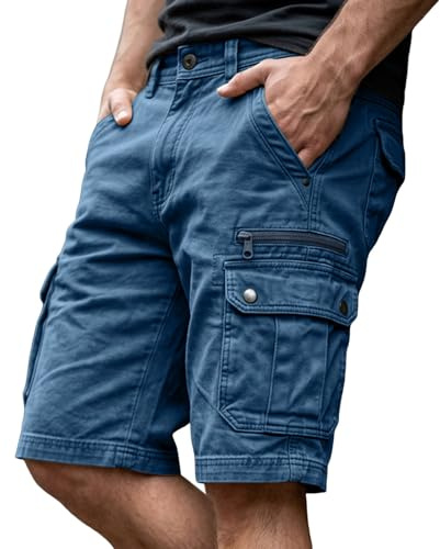 Short en jean décontracté pour homme - Délavé et confortable - Coupe décontractée - Léger et respirant - Pour l'été et l'extérieur