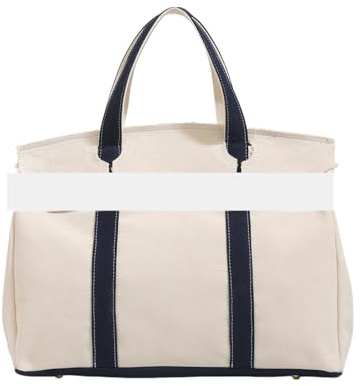 Canvas Shopper Tasche Damen - Großformatige 40x29cm Handtasche Mit Gold Hardware & Anti-Rost Nieten, Elegante Tote Bag Für Arbeit, Uni & Reisen