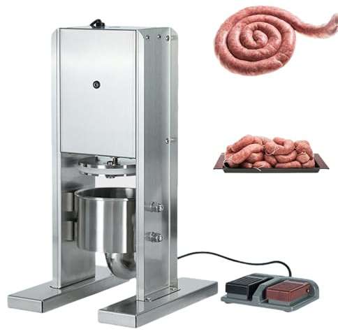 Vertical Sausage Stuffer Machine, Electric Meat Filler with 3 Tubes, Detachable, Foot Pedal, 2L Capacity for Restaurant Home Use
