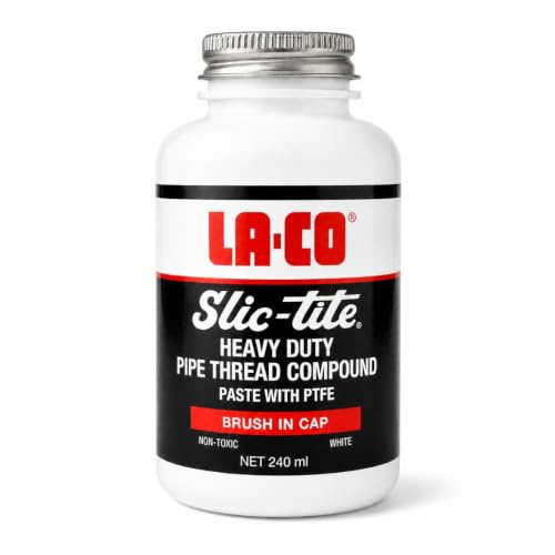 LavaTap - LA-CO Slic-Tite Pipe Thread Compound 240 ml, PTFE Thread Sealant Paste with Brush in Cap for Plumbers, Metal and Plastic Piping, Potable Water, Gas, Air and Steam