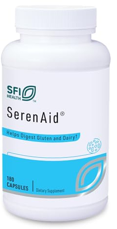 SFI Health Klaire Labs SerenAid - Vegetarian Multi Digestive Enzymes Supplement with DPP-IV Activity & Lactase - Enzyme Blend to Support Gluten & Dairy Breakdown - Promotes Digestion (180 Capsules)