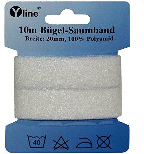 10 m x 2 cm Saumband zum nähfreien Säumen ,Bügel - Saumband, Bügelsaumband weiß , sl, (0,45 € / m), 1080