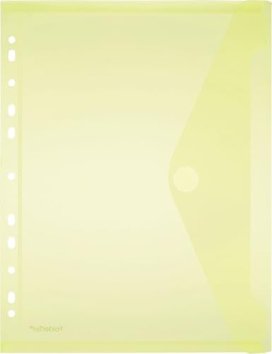 FolderSys 10 x Dokumentenmappe A4 PP mit Lochrand Klettverschluss gelb transparent
