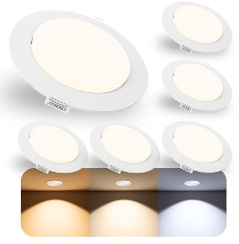 SSC-LUXon 6 Stück RX-3 LED Einbauleuchten Einbaustrahler weiß rund - Spot extra flach inkl. GX53 LED Leuchtmittel 3W warmweiß 230V