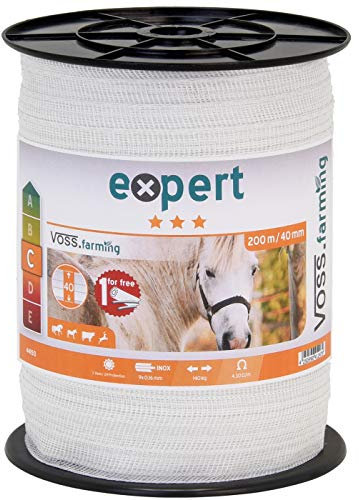 VOSS.farming Das Weideizaun - 800 Meter - Sparpaket - 40mm Breitband mit 22% höherer Leitfähigkeit - Elektrozäune und Anlagen sicher betreiben