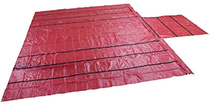 Mytee Products 24' x 27' Flatbed Truck 18 Oz/14 Oz Combination Lumber Tarp with 8 FT Drop - Red Heavy Duty Vinyl Waterproof Tarp for Trailers to Protect Cargo from Wind, Rain, Snow and Sun