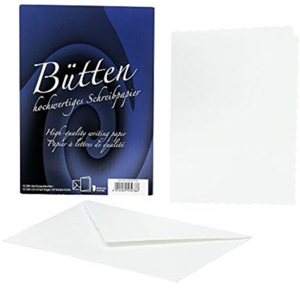 Rössler Bütten Kartenpack | Karten mit Umschlag | Briefpapier | 10 Blanko Karten zum Selbstgestalten in DIN A6 | 10 Briefumschläge DIN C6 | 11 x 1 x 15 cm | 1 Stück | Farbe: Weiß | Blankokarten aus Büttenpapier DIN A6 mit Umschlägen DIN C6 für Gruß- und Einladungskarten