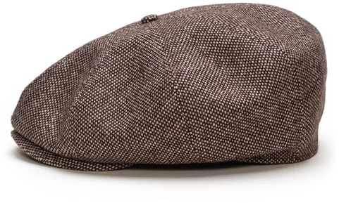Sterkowski Peaky | 100% Wolle Schiebermütze für Herren und Damen | Paperboy Cap Schirmmütze Flatcap Newsboy Ballonmütze Winter Gangster Baker Boy Baskenmütze Cabrio Vintage Gatsby Braun 59 cm