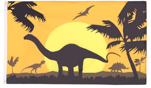 AZ FLAG Flagge Dinosaurier-Silhouette 150x90 cm Polyester 100D 2 Ösen | Für innen und außen dekorative Flagge doppelte Nähte und verstärkte Kanten mit Metallösen 100D Polyester