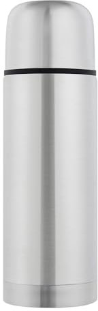 GRÄWE Thermosflasche 350 ml, Edelstahl Trinkflasche, Thermoskanne, Isolierflasche für unterwegs mit Becher, auslaufsicher, spülmaschinengeeignet, silber