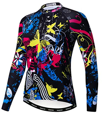 Weimostar Maglia da Ciclismo Manica Lunga Camicie da Mountain Bike da Donna Abbigliamento da Bicicletta da Corsa MTB Top Femminile Uniforme Autunno Autunno M