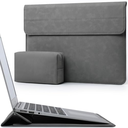 HYZUO 15 Zoll Laptoptasche Hülle mit Ständer für MacBook, Dunkelgrau | für MacBook Air 15 M5 A3448 M4 A3241 M3 A3114 M2 2026-2023,15 Surface Laptop 7/6/5/4/3,MacBook Pro 15 A1990 A1707 2019-2016