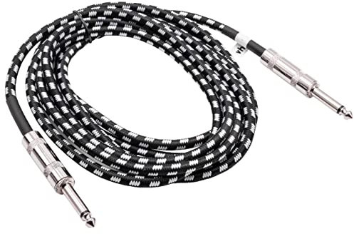 vhbw 3m Guitar AUX Cable for Electric Guitar compatible with all 6.35mm Audio-Ports - Audio Lead, Cord with 6.3mm Jack, Straight, Braided