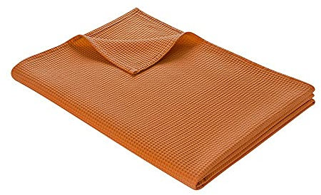 WOHNWOHL® Tagesdecke (150x200cm) • Leichte Waffelpique Decke • 100% Baumwolle • Sommerdecke • Sofa-Decke • Pflegeleichte Wohndecke • Überwurfdecke • Baumwolldecke • Farbe: Bronze