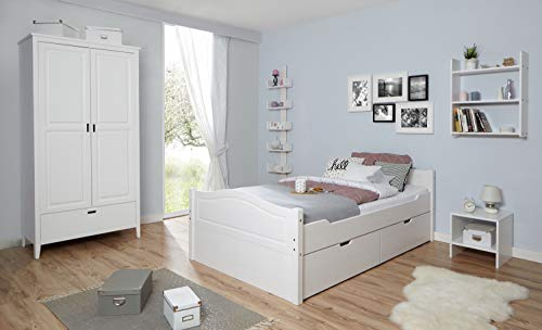 TiCAA Einzelbett Leni 120x200 Kiefer weiß