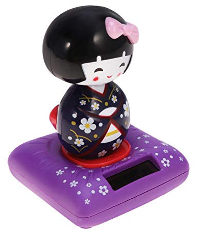 VALICLUD Auto Armaturenbrett Verzierung Japanische Kokeshi Statue Solar Powered Spielzeug Zittern Dashboard-Figur Japanische Puppe Solar-bommelspielzeug Kind Esstisch Weihnachten Violett