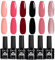 TOMICCA UV Nagellack Rot Schwarz Nude Set, 6 Farbe Gel Nagellack Set Nagelstudio Gelnägel DIY Geschenk für Frauen, 8ml