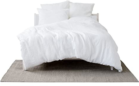 My Linen Home | 100% Stonewashed Leinen Bettwäsche Set | Doppelbett (240x220 cm) - 1 Deckenbezug | 2 Kissenbezüge (40x80 cm) | Weiß