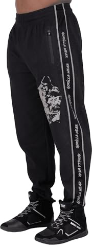 Gorilla Wear - Buffalo Old School Workout Pants - Schwarz/Grau - Bodybuilding und Fitness Bekleidung Herren Jogging Laufen bequem mit Logoaufdruck, XXL-3XL