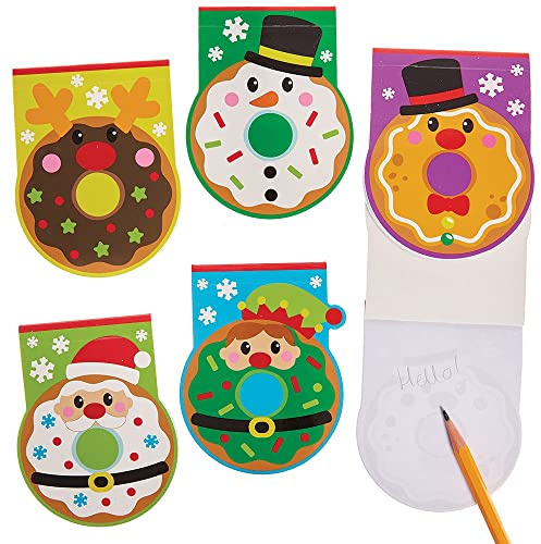 Baker Ross FX450 Mini Notizblöcke Weihnachtsdonuts-10 Stück, Kleine Adventskalendergeschenke, Nikolaus Geschenke für Kinder
