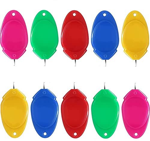 10 Enhebradores de Agujas con Gancho de Acero Inoxidable (5 Colores, 2 de Cada Uno) – Herramientas Reutilizables para Costura, Bordado y Máquina de Coser