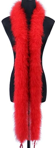 BYNYXI 2 Meter Federstola Federboa, 50g Flauschige Marabu Boa zum Basteln Truthahnfedern Boa Federschal DIY Kuschelige Federboa Damen Mädchen Karneval Kostümzubehör Halloween, Hochzeit, Partydeko
