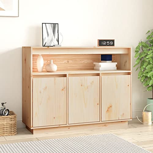 Homgoday Rustikales Sideboard aus massiver Kiefer - Deko & Stauraum, 104,5 x 34 x 80 cm - für Wohnzimmer & Schlafzimmer Model814389