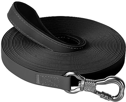 X XBEN Wasserdicht Schleppleine für Hunde, 20M Gummierte Schleppleine mit Abschließbarer Karabine, Hundeleine Laufleine für Mittlere Große Hunde, Robuste Trainingsleine, mit Handschlaufe