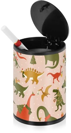 Dinosaurier Weihnachten Party Baum Rex rauchfrei Aschenbecher für Zigaretten mit Deckel geruchsdicht Edelstahl tragbar rauchfrei Autozubehör