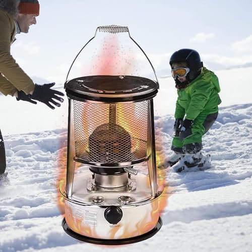 Calentador de camping sin electricidad Calefacción de queroseno Estufa Calentador de aceite Quemador para calefacción envolvente de 360 ° en interiores y exteriores (Tamaño: 4,6 L/Rojo) (6L/Blanc