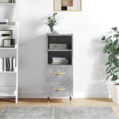 FENLAX Sideboard Kommode Buffetschrank Freistehender Akzentschrank Modernes Sideboard Mit Viel Stauraum Standschrank 34,5x34x90 cm Betongrau