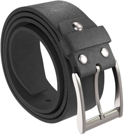 H&H Gürtel Herren Ledergürtel Schwarz für Männer Leder Anzug Jeans 38mm breit kürzbar (Bund 115 cm/Länge 130 cm)