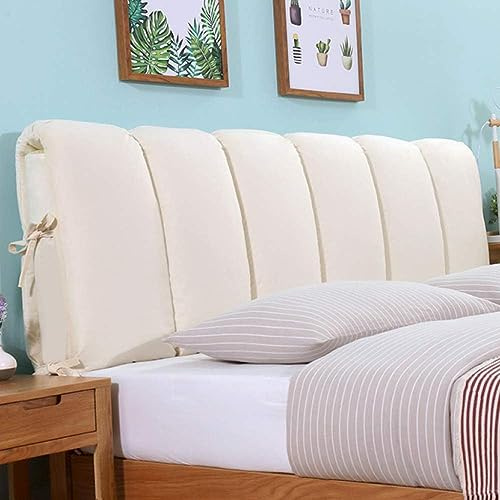 DEVINK Cuscini Testiera Letto Matrimoniale Imbottita, Copri Testiera Rimovibile E Lavabile, Addensato Cuscini Grandi Per Testata Letto Anti-Collisione Legno/Ferro/Pelle Copertura(180x60cm,White)