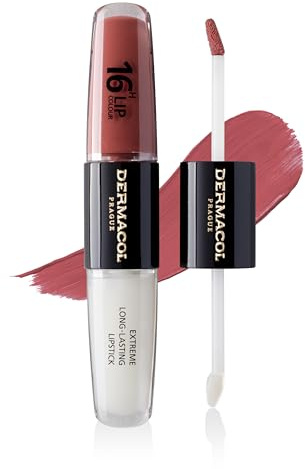 NUOVO Dermacol - Colore labbra 16 ore, lucidalabbra ad alta pigmentazione, lucidalabbra bifasico, trucco labbra a prova di bacio con finitura opaca e brillantezza, no. 33, Viva Glam