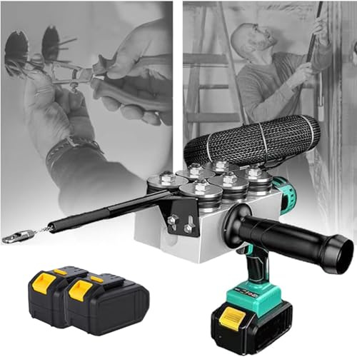 RayGenius Extractor De Cables para Tendido De Electricista,Cinta Pasacables,MáQuina AutomáTica para Encordar Cables EléCtricos,MáQuina para Roscar Cables De Pared。,2battery