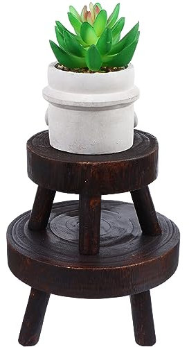 pflanzenständer2 Stück Holzhocker-Präsentationsständer, runder Pflanzenhocker, Bonsai-Präsentationshalter, Ständerhocker mit Holzmaserung für die Präsentation von Gartenpflanzen im Innenbere