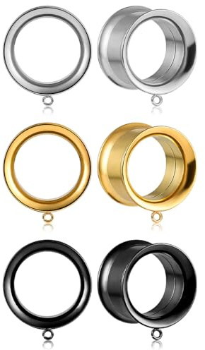 Vankula Ohr Tunnel mit anhänger 4 PCS DIY Double Flared Flesh Plug Edelstahl für männer damen Ohrpiercing Gestreckte Schmuck 6mm bis 22mm