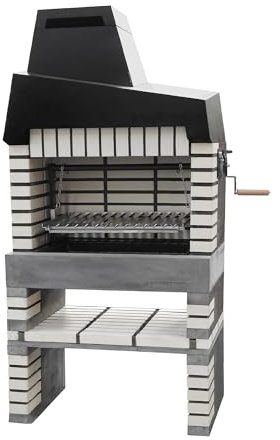 MOVELAR - Barbacoa de Obra Prefabricada de Leña y Carbón Modelo California Plus XL (Gris, Beige - 110 x 64 x 225 cm) REF: M00137 - Cocina de Exterior con Parrilla Inox para Jardín y Terraza