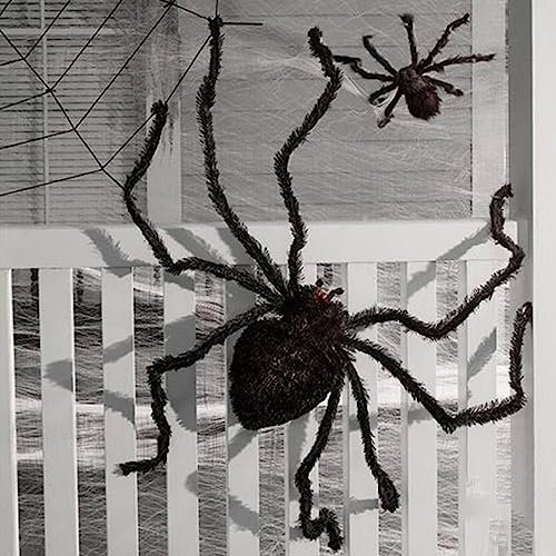 AEGJEGVD Halloween -Spinne Deko Outdoor Garten Horror Dekoration Spinnen Gartendeko Türdeko Decoration Draußen Halloweendeko Spider Gruselig Tür Riesen Außen Grusel HaustüR Indoor (A, 90cm)