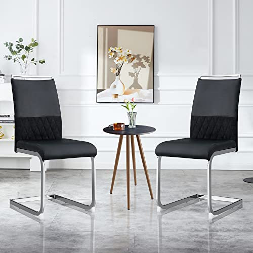 SogesHome Esszimmerstühle 2er Set, 4er Set, 6er Set, Stühle Schwingstuhl Freischwinger, Rücklehne aus PU Kunstleder Leinen für Esszimmer, Küche, Gast Bürostuhl