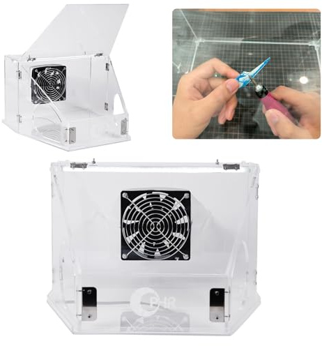 OPHIR Table Polisher with Dust Box for Grinding, Polishing, Cutting, Drilling, Micro Carving Coloring Work - Transparent Acrylic Cover with LED Light, 20W Motor Fan, 2 Dust Collection Bags