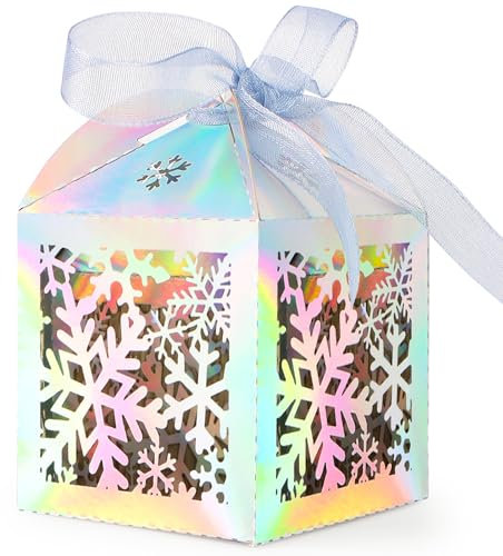 24 Stück Schneeflocken Geschenkbox Klein, Laser Bunt Keksschachtel Pralinenschachtel Schachtel Geschenkkarton Papier Faltschachtel Geschenkschachtel für Weihnachten Geschenk Dekoration