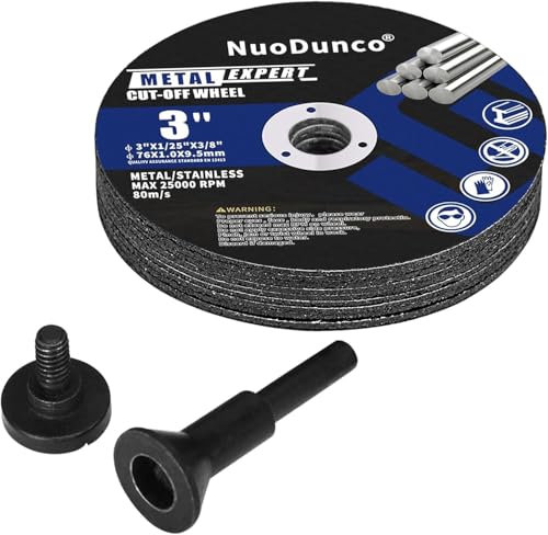 NuoDunco Disque à Tronçonner 75 Métal INOX Acier Fer, 75 X 1,0 mm Disque de Coupe 10 Pièces, Disque Découper pour Meuleuse d'Angle (10 pièces + 1 mandrins)