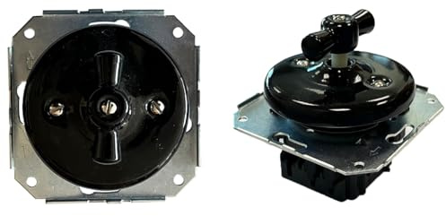 Interruptor conmutador empotrado 10A 250V porcelana negro sin marco, ideal para controlar la iluminación en diferentes ambientes.