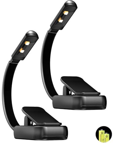 Lucarni 2 Pack Book Light,Reading Lights for Books in Bed,AAA Battery Clip-On Led Reading Light with 3 Colors & Stepless Dimming,Portable and Ultra-Lightweight with Long Runtime(BK)