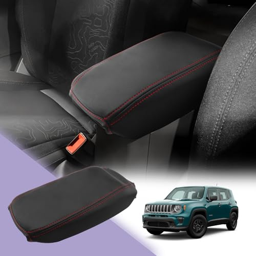 LUWU Compatibile con Jeep Renegade BU 2015-2024 2025 Copertura per Braccioli Protezione per Console Centrale Braccioli Protezione per Braccioli Accessori (Linea Rossa)