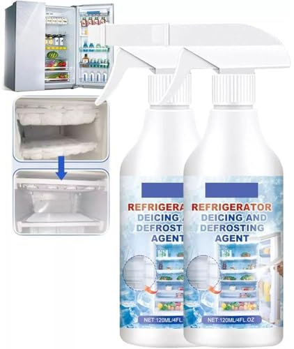 KKwercv Defrosting Spray for Fridge Freezer,120ml Fridge Freezer Defrosting Spray, Refrigerator Defrosting Spray, De-Icer Spray for Refrigerator Defroster,Efficiently Quickly Removes