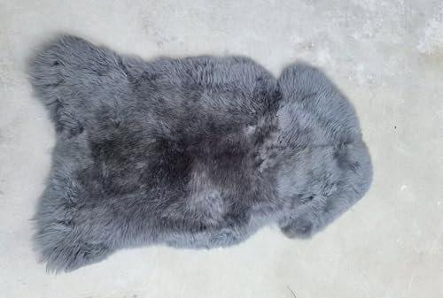 Premium Natur Schaffell Schaffelle Fell Lammfell ungeschoren weiche Wolle (Silber Grau, 130-140cm x 75-80cm)